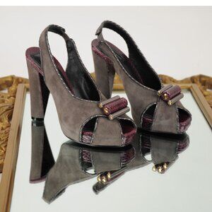 MARC JACOBS SHOES PLATFORM SANDALS SNAKESKIN SUEDE 36 6